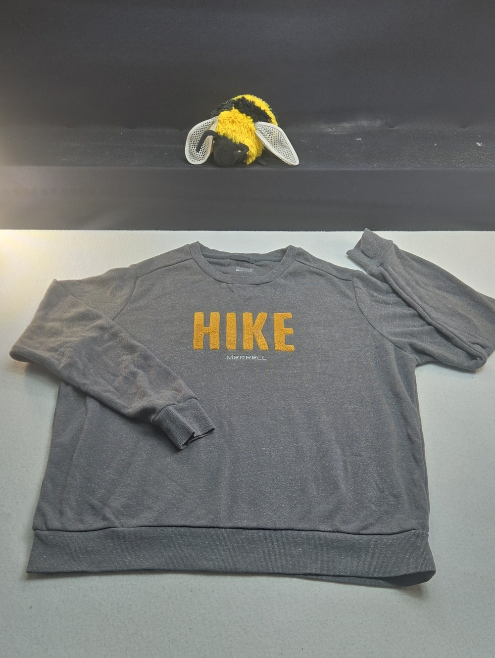 Merrell Men's Gray Crewneck Sweatshirt with Yellow 'HIKE' Logo